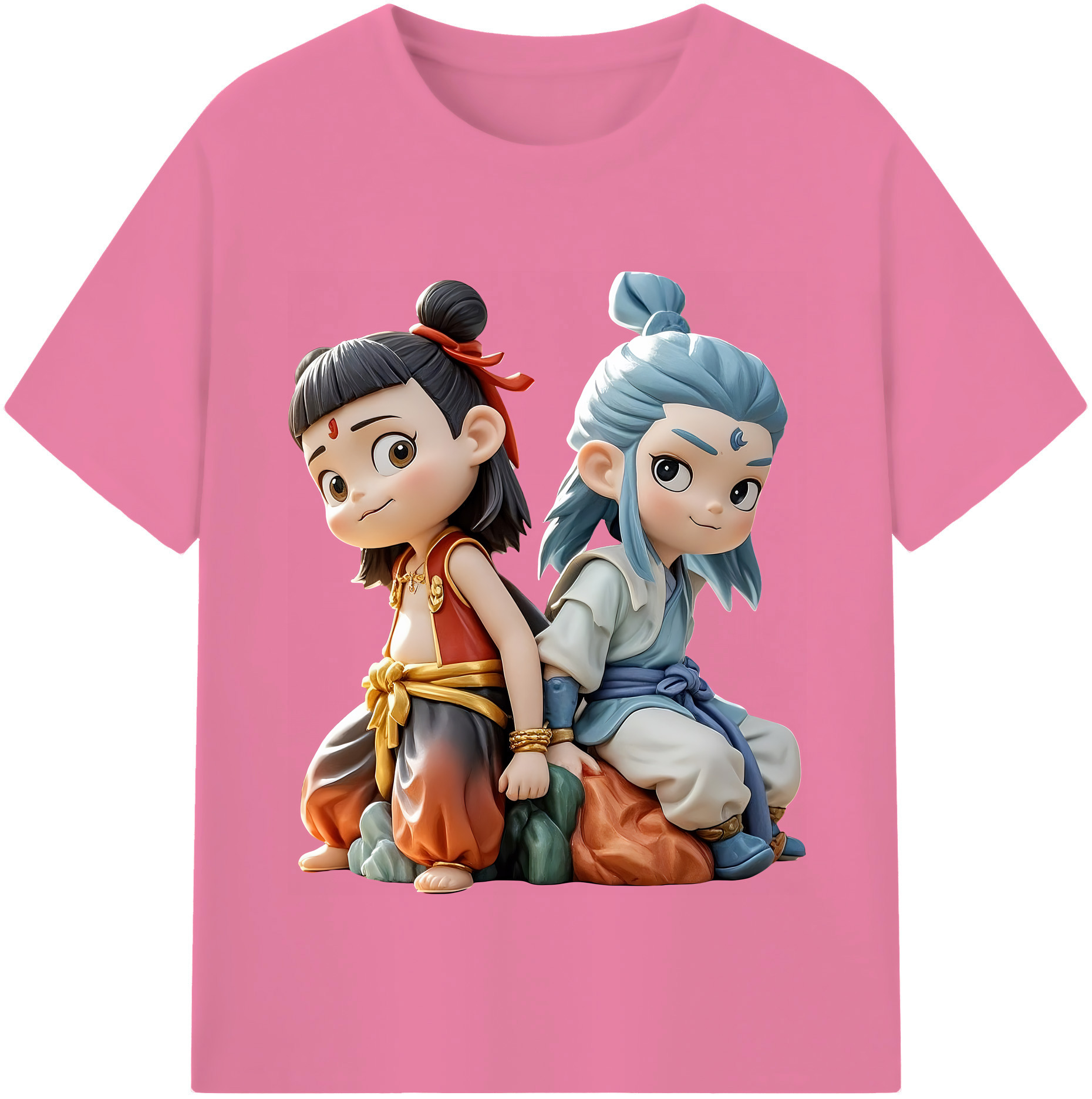（画像用） Ne Zha 2 ナタ 魔童の大暴れ 綿100％半袖Tシャツ（フロントプリント）